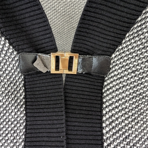 Calvin Klein Womens Black White Short Sleeve Knit Cardigan Sweater Size M - Picture 7 of 15